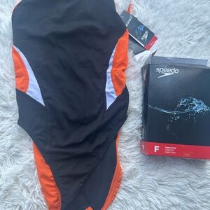 Speedo Black and Orange Swimsuit size 30 New